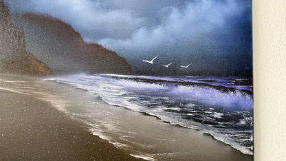 Painting #2094 - 16x20" Canvas - Night Oregon Coast Seascape painted 10-10-25