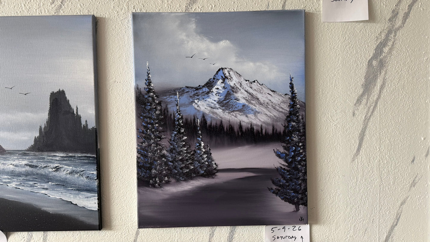 Painting #2409 - 16x20" Canvas - Road To Mt Hood Landscape painted 4-24-26
