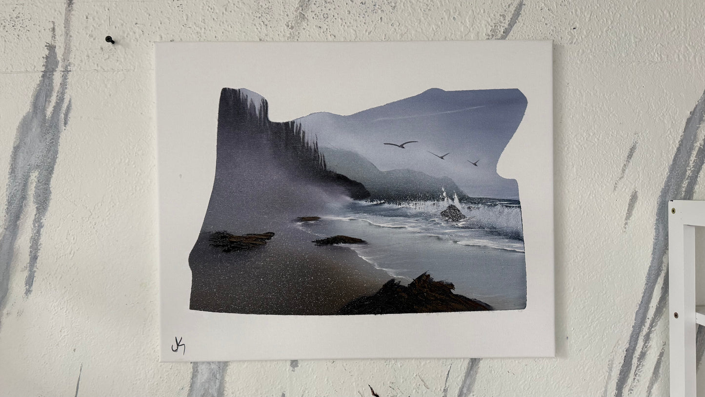 Painting #2098 - 16x20" Canvas - Oregon Coast Inside Oregon painted 10-12-25