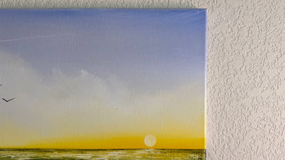 Painting #2507 - 16x20" Canvas - Sunset Seascape painted 7-9-26