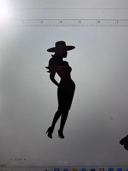 Decal - Woman in Hat - Removable Adhesive Sticker