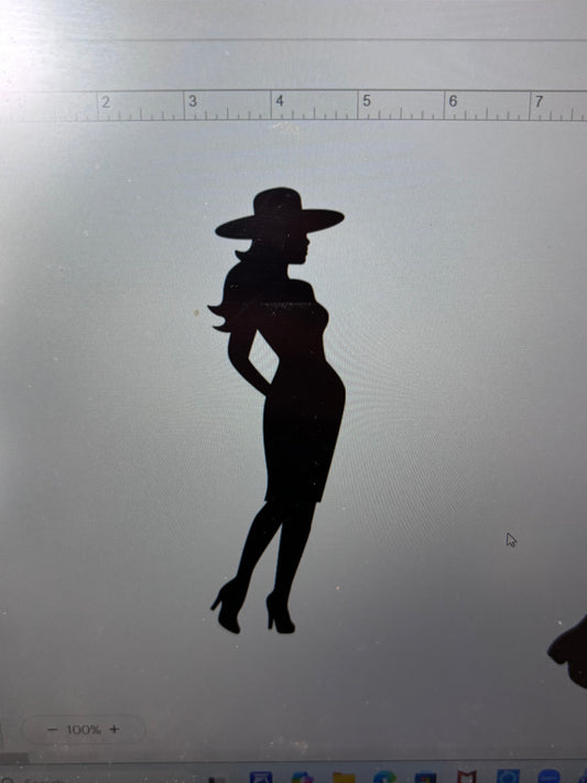 Decal - Woman in Hat - Removable Adhesive Sticker