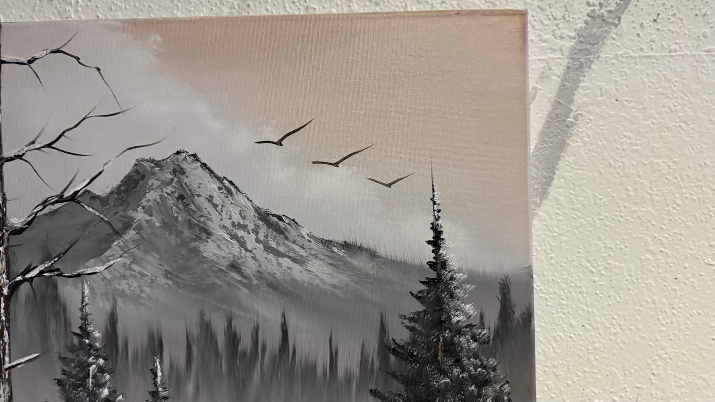 Painting #2167 - 16x20" Canvas - Winter Landscape painted 12-1-25