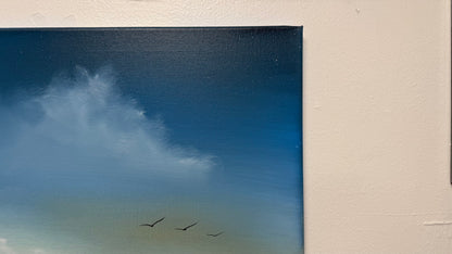 Painting #2513 - 16x20" Canvas - Sunrise Seascape painted 7-12-26