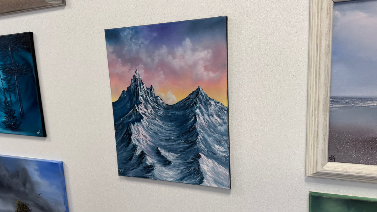 Painting # by Dani from Happily Painted - 16x20" Canvas - Sunset Mountain Landscape