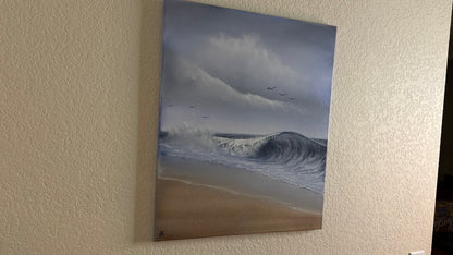 Painting #2499 - 20x24" Canvas - Crashing Wave Seascape painted 7-2-26
