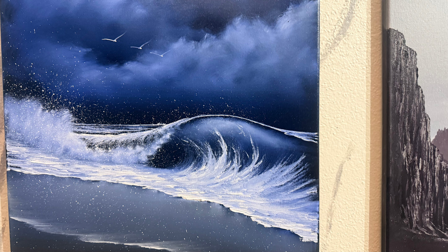 Painting #2408 - 16x20" Canvas - Crashing Wave Seascape painted 4-24-26