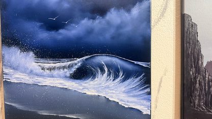 Painting #2408 - 16x20" Canvas - Crashing Wave Seascape painted 4-24-26