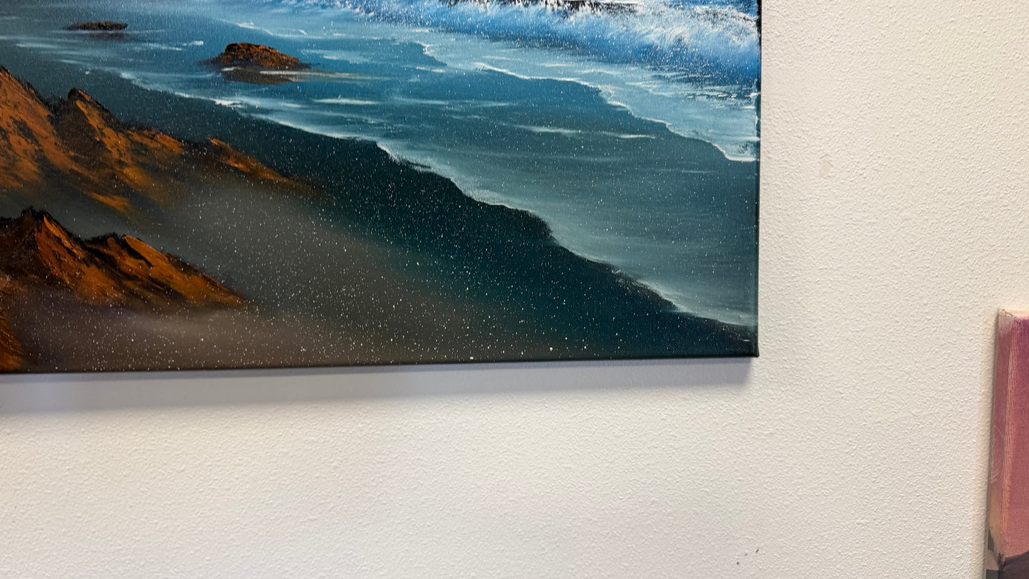 Painting #2568 - 20x24" Canvas - Oregon Coast Seascape painted 8-27-26