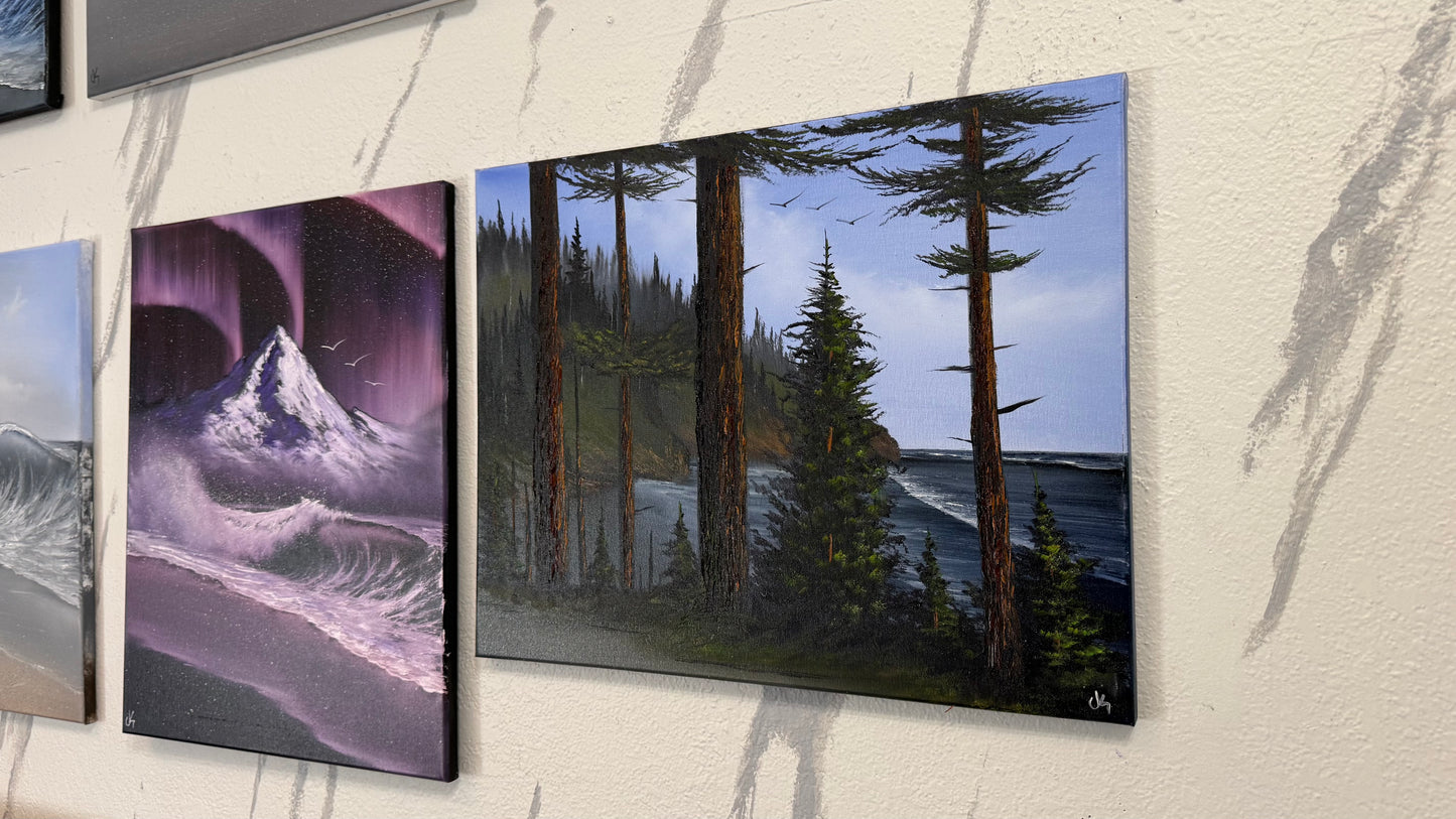 Painting #2402 - Tree's A Crowd - 16x20" Canvas - Pacific Northwest Seascape painted 4-20-26