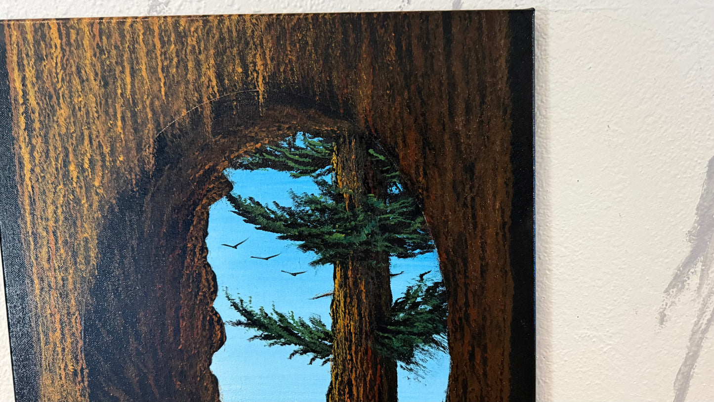 Painting #2356 - 16x20" Canvas - Acrylic Tree Bark Oval painted 3-26-26