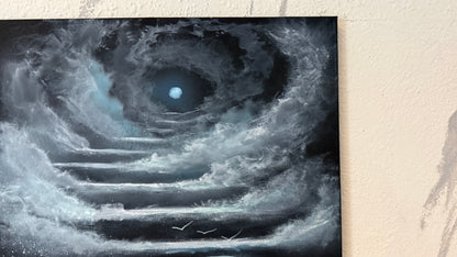 Painting #2391 - 16x20" Canvas - Stairway to Heaven Seascape painted 4-16-26