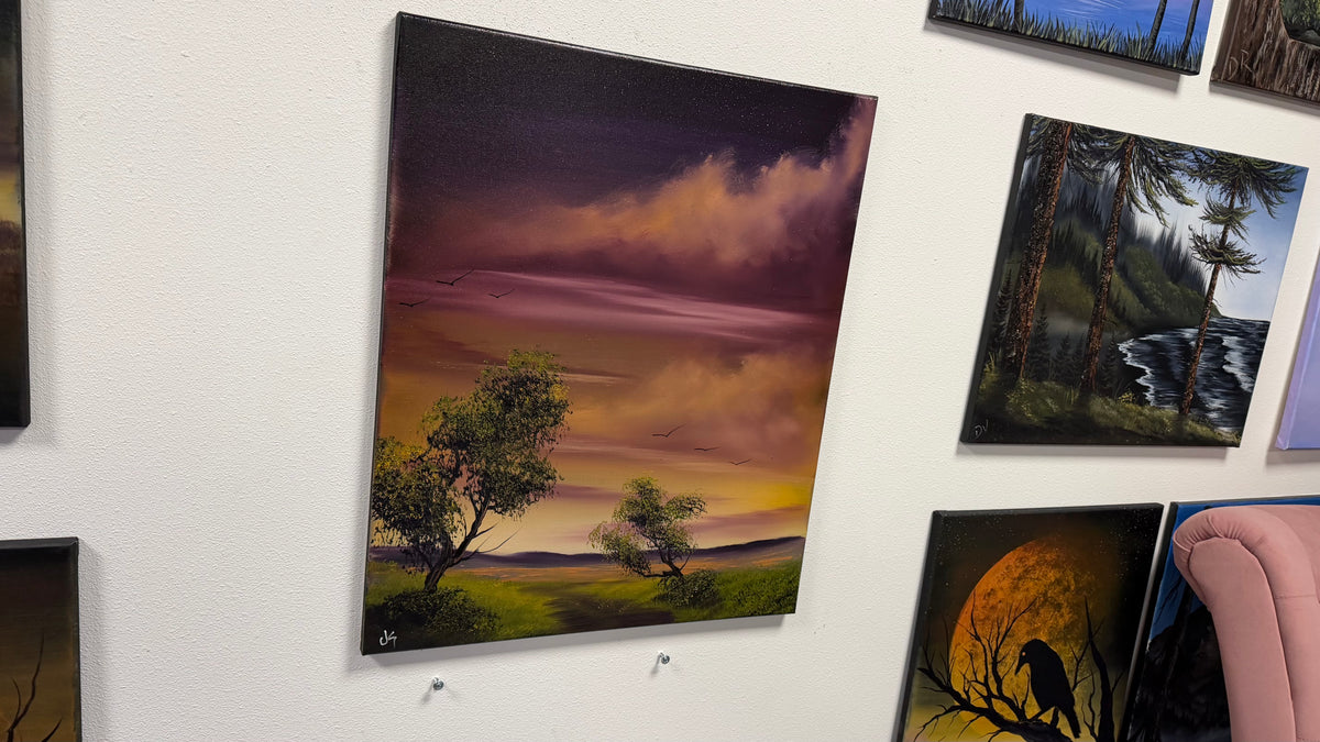 Painting #2642 - 20x24" Canvas - Sunset Landscape painted 10-9-26