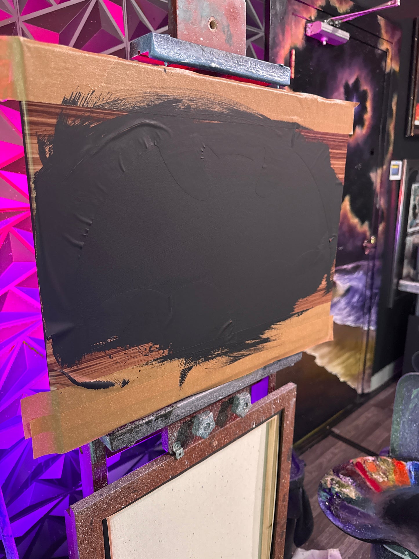 Painting #2048 - 16x20" Canvas - BAT Halloween Landscape painted 9-11-25