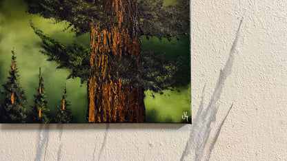 Painting #2490 - 16x20" Canvas - Forest Full Moon painted 6-19-26