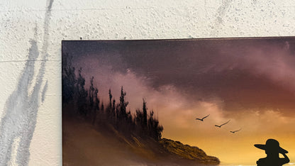 Painting #2386 - 16x20" Canvas - Silhouette Seascape painted 4-13-26