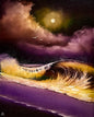 Painting #2445 - 16x20" Canvas - Golden Seascape painted 5-18-26