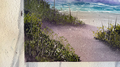 Painting #2065 - 16x20" Canvas - Cattails Seascape painted 9-20-25