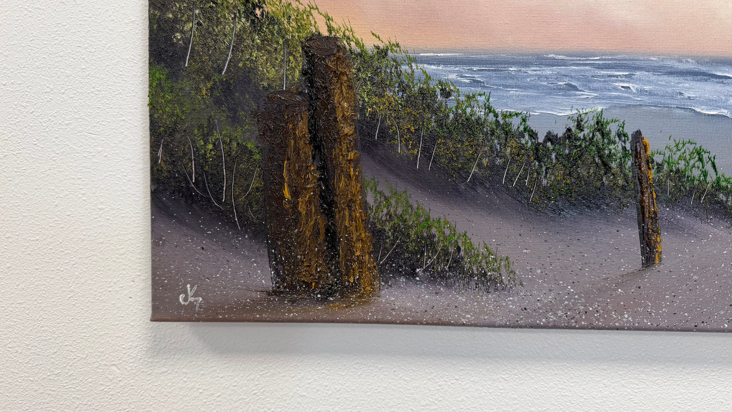 Painting #2537 - 16x20" Canvas - East Coast Surise Seascape painted 8-2-26