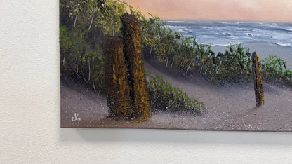 Painting #2537 - 16x20" Canvas - East Coast Surise Seascape painted 8-2-26