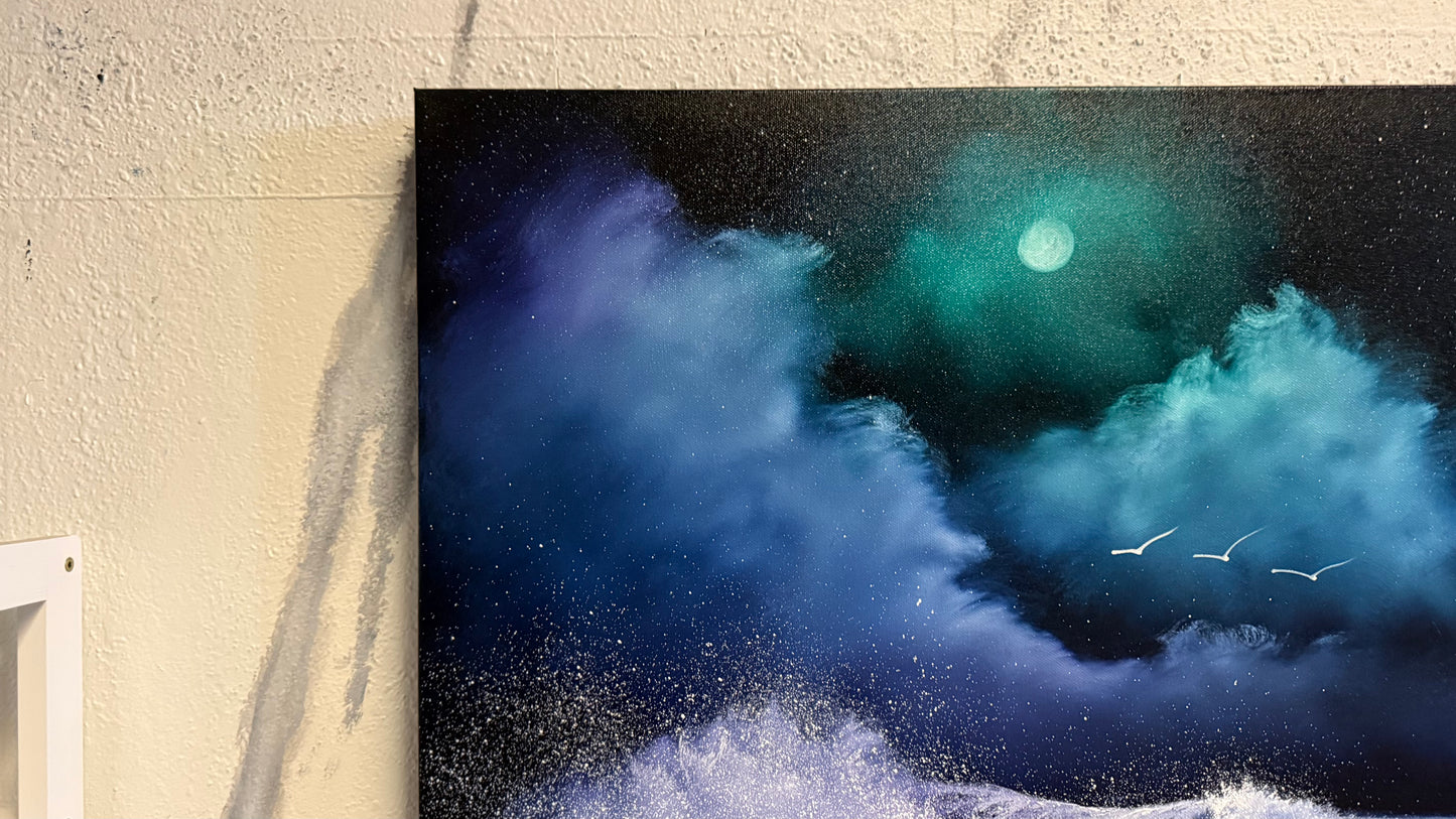 Painting #2190 - 24x30" Canvas - Crashing Wave Seascape painted 12-15-25