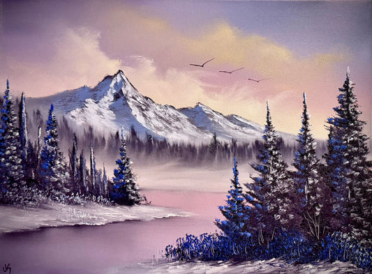 Painting #2265 - 18x24" Canvas - "Whistler's Mountain" Winter Landscape painted 2-1-26
