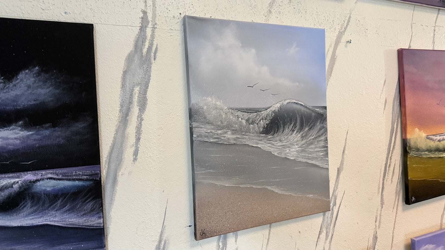 Painting #2336 - 16x20" Canvas - Crashing Wave Seascape painted 3-15-26