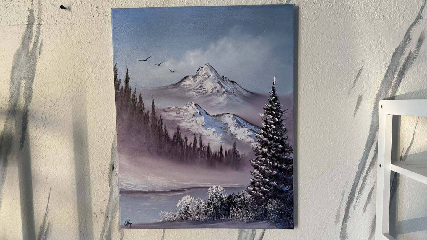 Painting #2071 - 16x20" Canvas - Winter Landscape painted 9-22-25