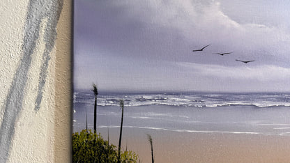 Painting #2319 - 20x24" Canvas - Cattails Seascape painted 3-6-26