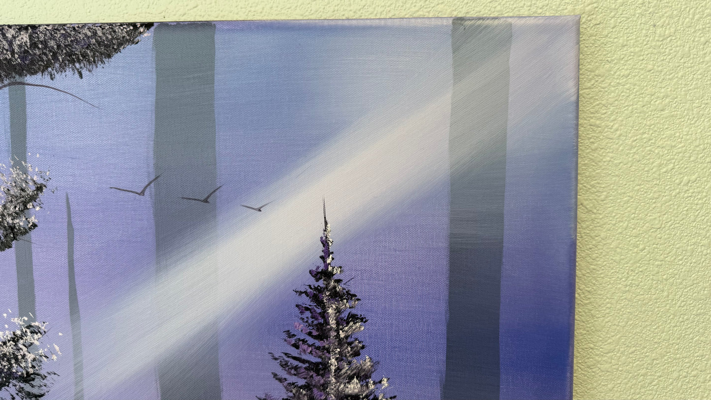 Painting #2108 - 20x24" Canvas - Cabin in the Woods painted 10-18-25