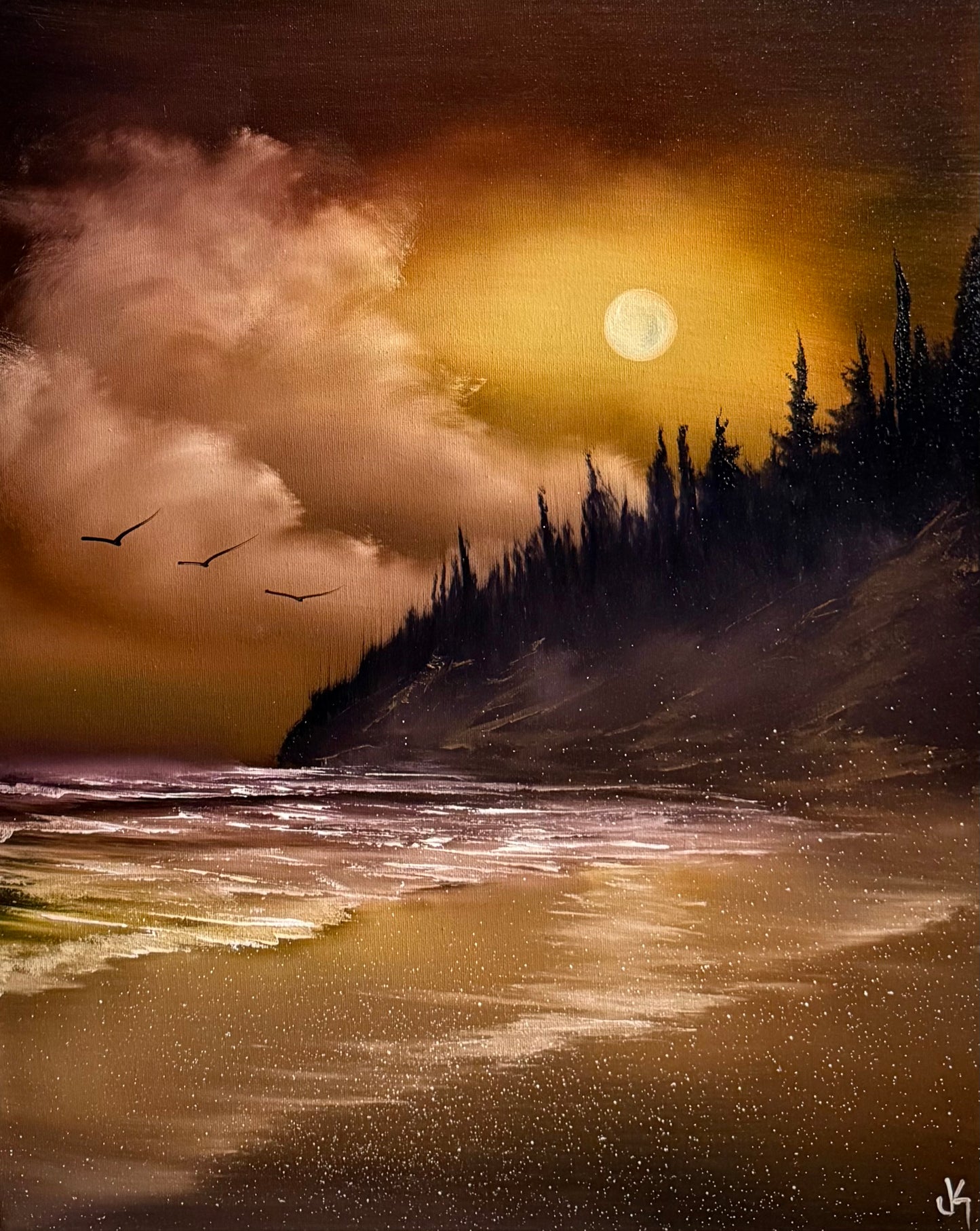 Painting #2227 - 16x20" Canvas - Golden Shores painted 1-8-26