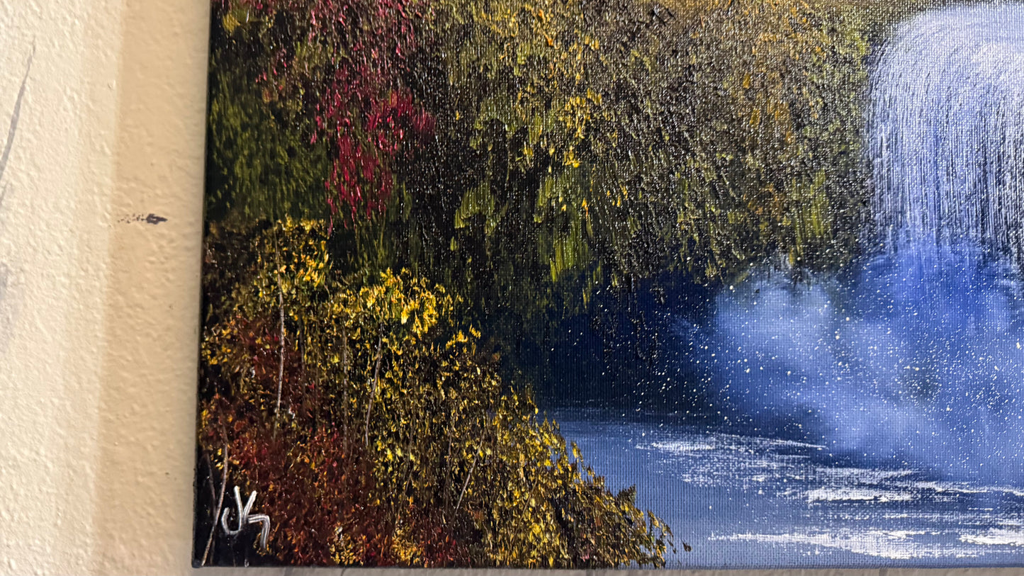 Painting #2282 - 18x24" Canvas - Spring Forest Waterfall painted 2-9-26