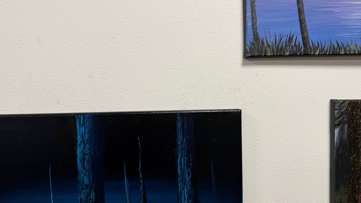 Painting #2647 - 18x24" Canvas - Blue Foggy Forest painted 10-12-26