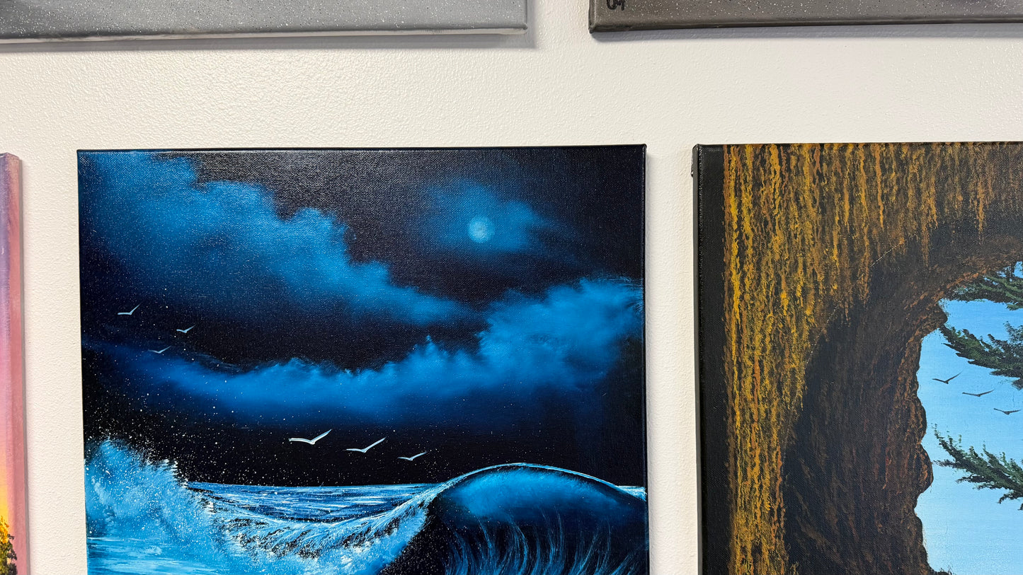 Painting #2519 - 16x20" Canvas - Crashing Wave Seascape painted 7-18-26
