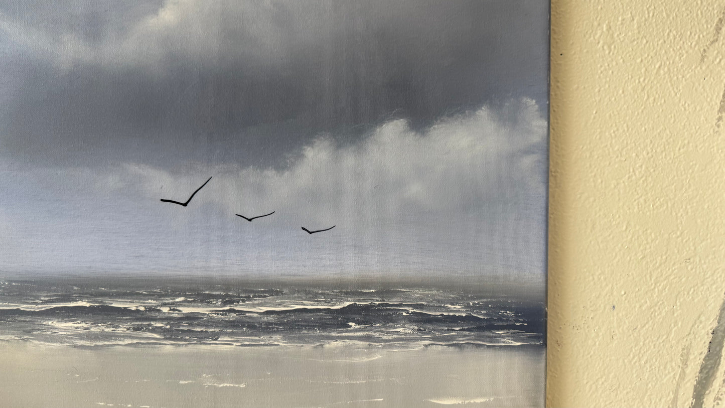 Painting #2116 - 18x24" Canvas - Stormy Seascape painted 10-25-25