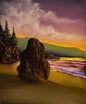 Painting #2478 - 20x24" Canvas - Sunset Oregon Coast Seascape painted 6-5-26