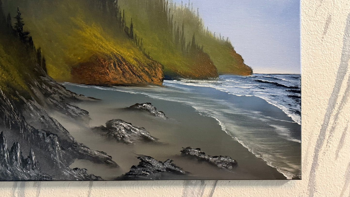 Painting #2416 - 20x24" Framed Canvas - Pacific Northwest Seascape painted 4-28-26