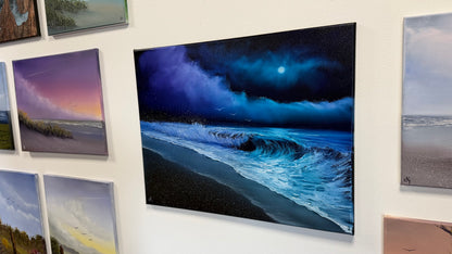 Painting #2541 - 22x28" Canvas - Night Seascape painted 8-6-26