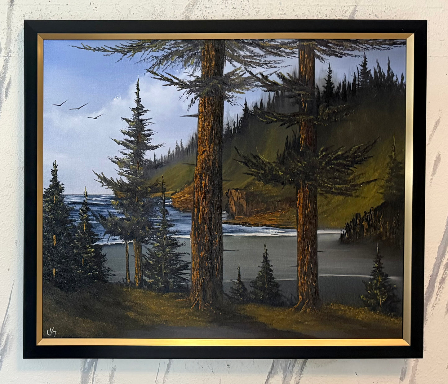 Painting #2405 - 20x24" Framed Canvas - Pacific Northwest Seascape painted 4-21-26