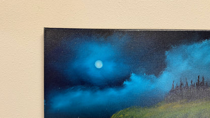 Painting #2530 - 16x20" Canvas - Coastal Moonlit Seascape painted 7-27-26
