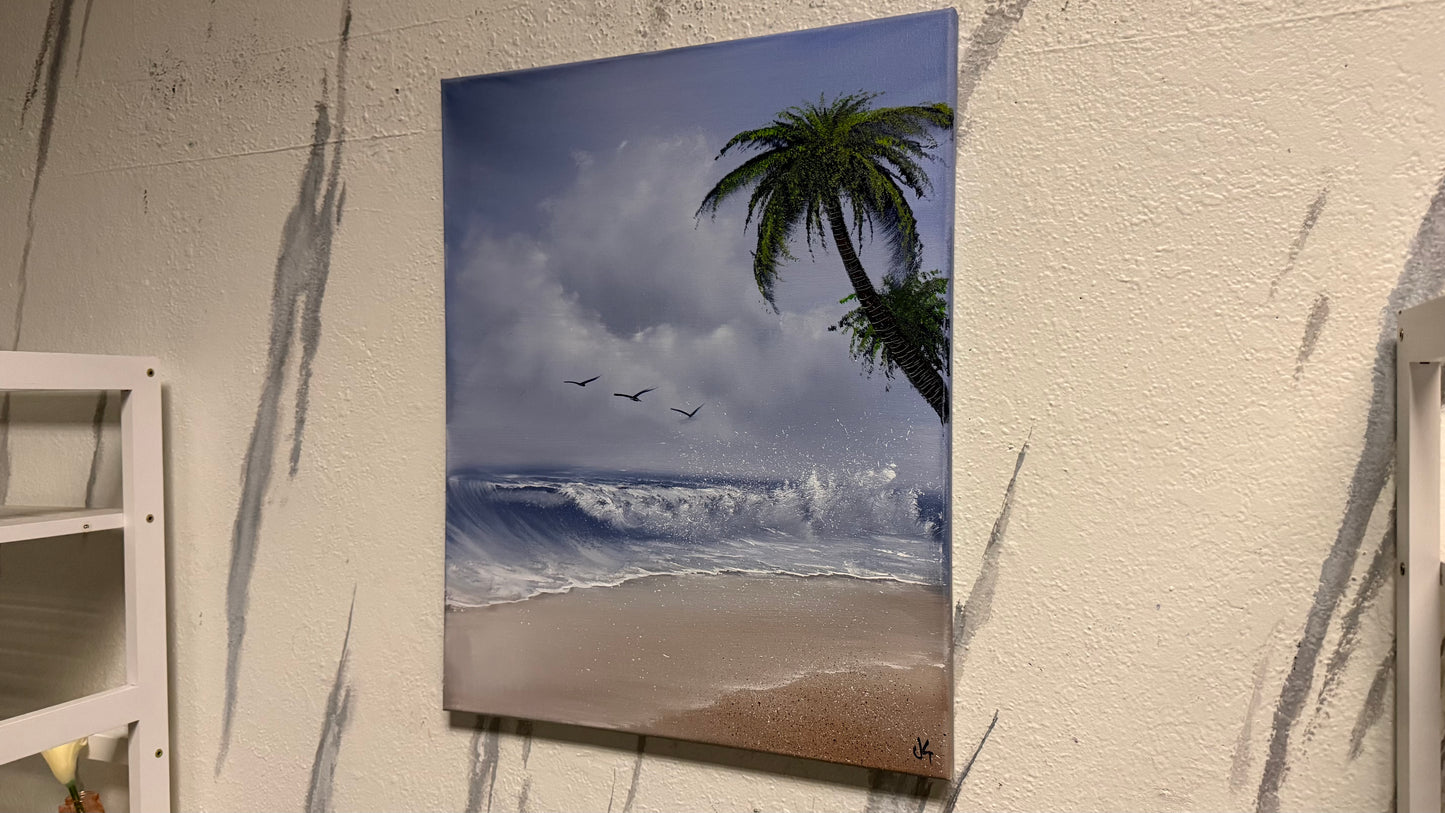 Painting #2186 - 16x20" Canvas - Day Time Seascape painted 12-13-25