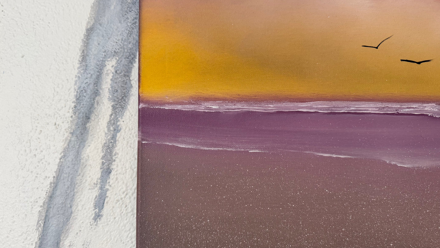 Painting #2475 - 16x20" Canvas - Sunset Seascape painted 6-3-26