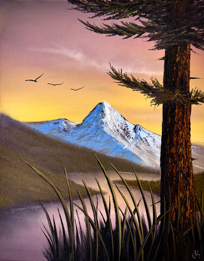 Painting #2357 - 16x20" Canvas - Mountain River Landscape painted 3-26-26