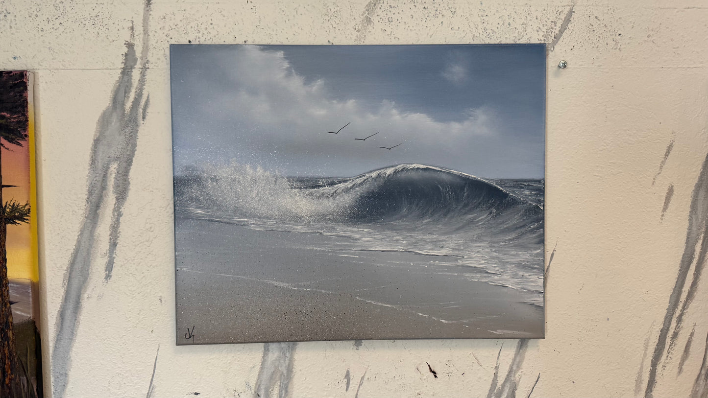 Painting #2365 - 16x20" Canvas - Crashing Wave Seascape painted 3-30-26