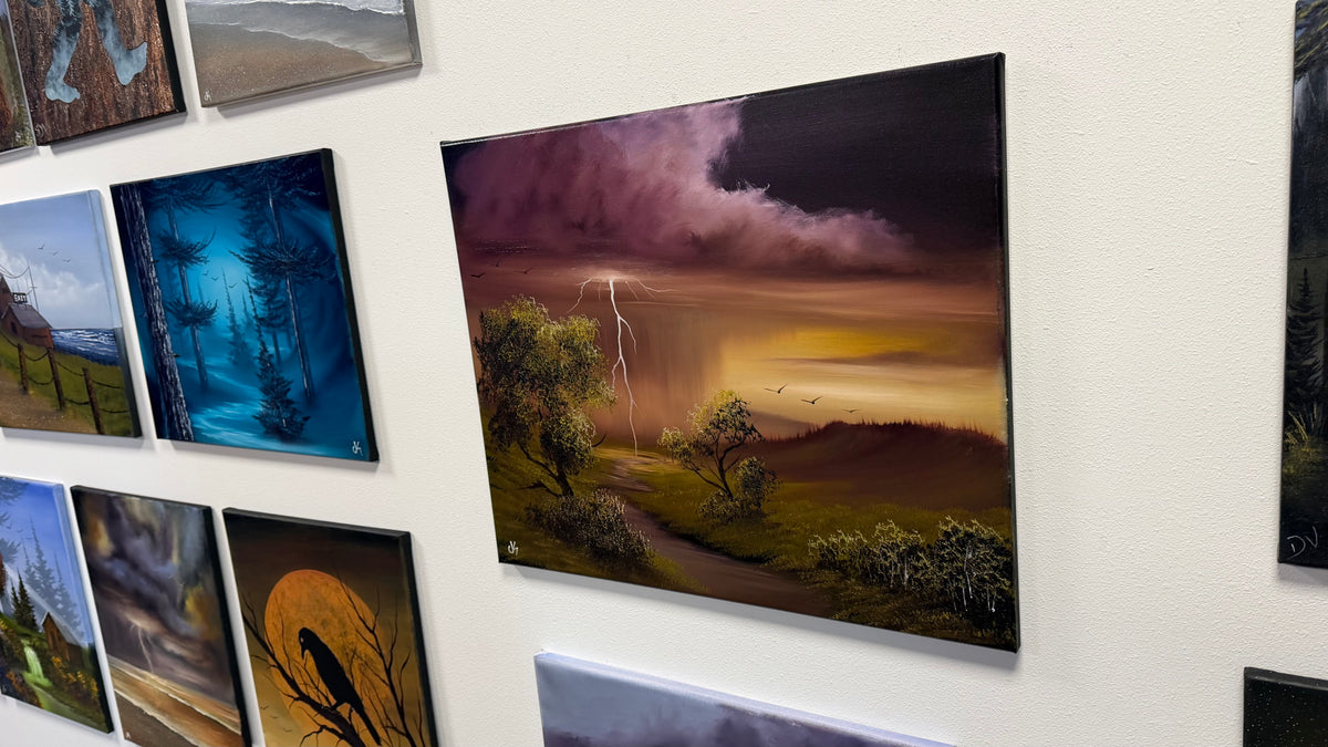 Painting #2636 - 20x24" Canvas - Sunset Midwest Landscape painted 10-3-26