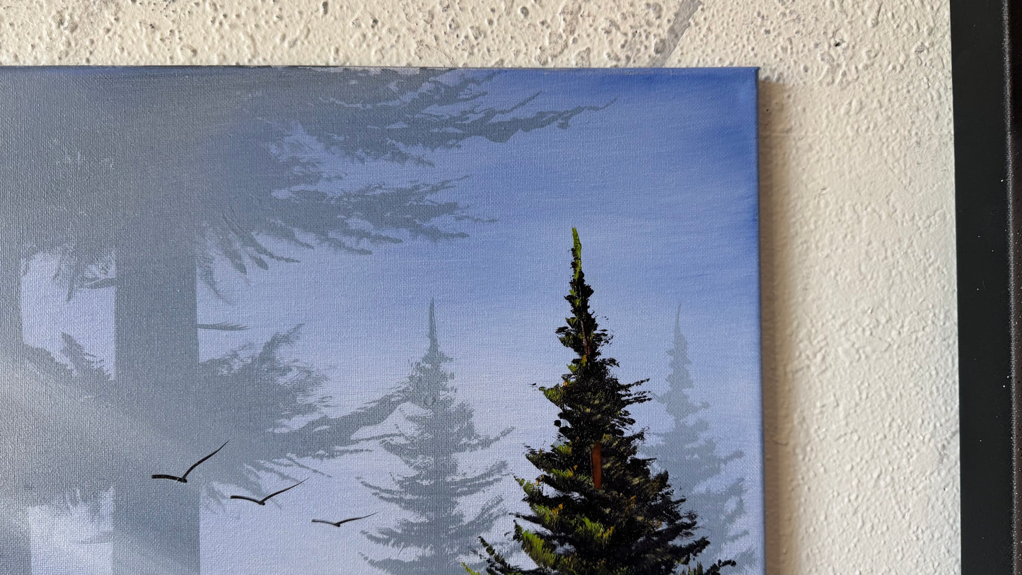 Painting #2491 - 16x20" Canvas - Forest Waterfall painted 6-21-26