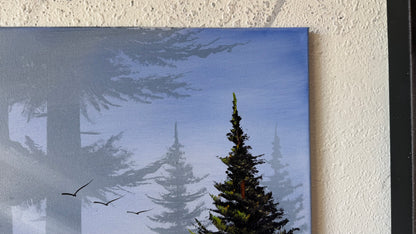 Painting #2491 - 16x20" Canvas - Forest Waterfall painted 6-21-26