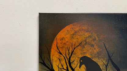Painting #2609 - 16x20" Canvas - Raven Moon Landscape painted 9-19-26