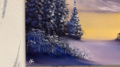 Painting #2146 - 20x24" Canvas - Sunset Mountain Landscape painted 11-14-25