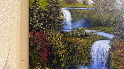 Painting #2282 - 18x24" Canvas - Spring Forest Waterfall painted 2-9-26